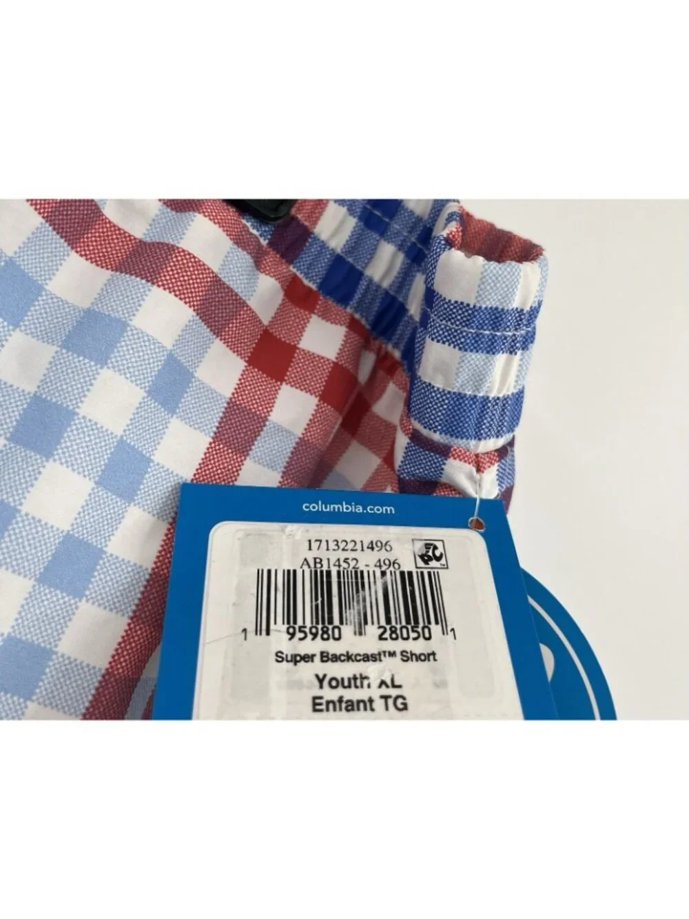 NWT Columbia PFG Swim Trunks Boys XL 18/20 Super Backcast Shorts UPF 50 Red Blue